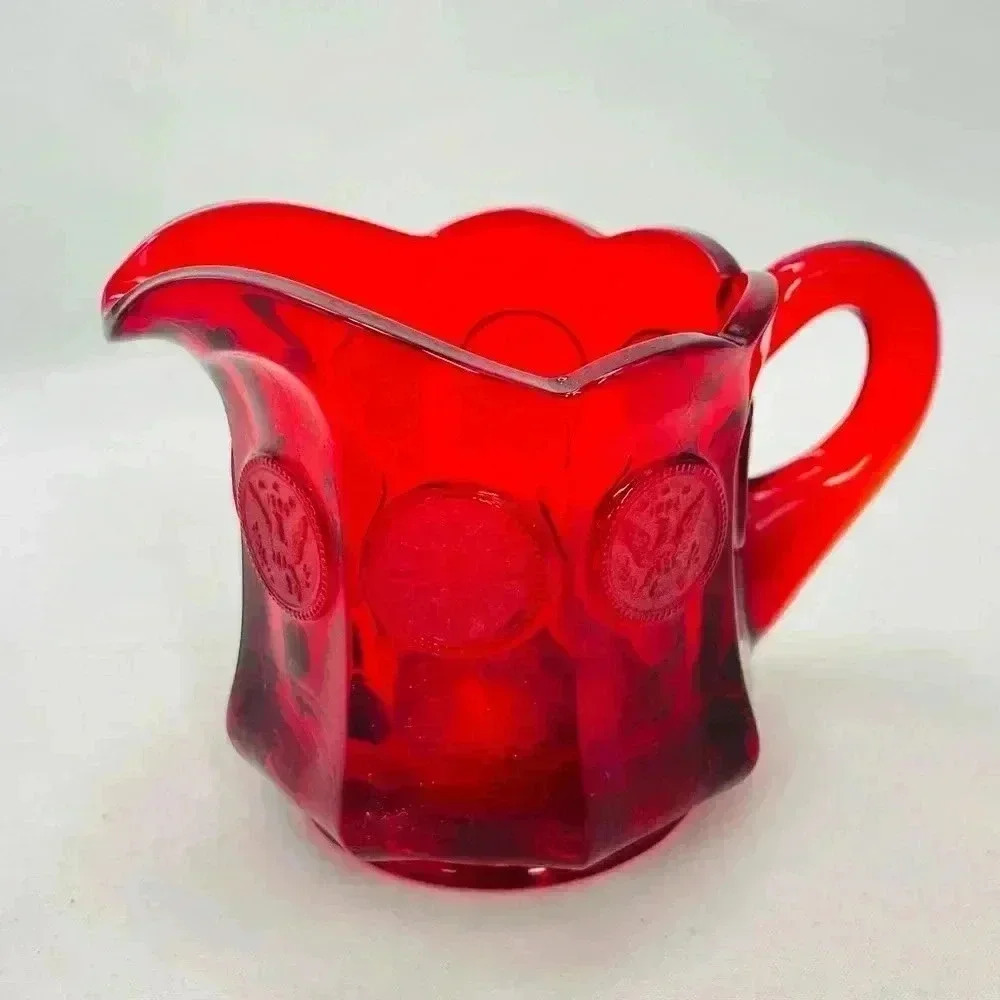 Vintage Red Ruby Fostoria Coin Creamer Eagle and Torch  Cup